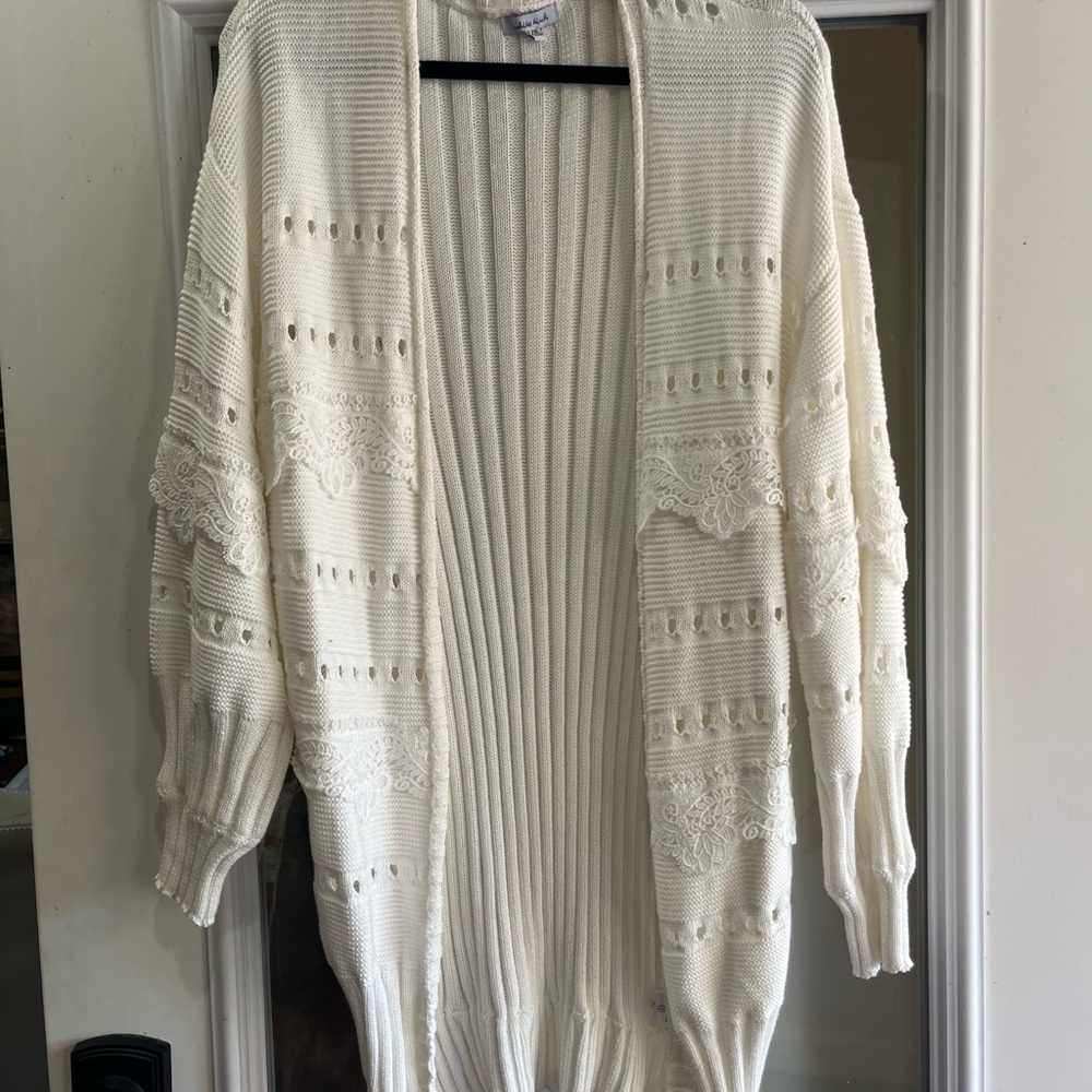 Elegant White Women's Cardigan Sweater